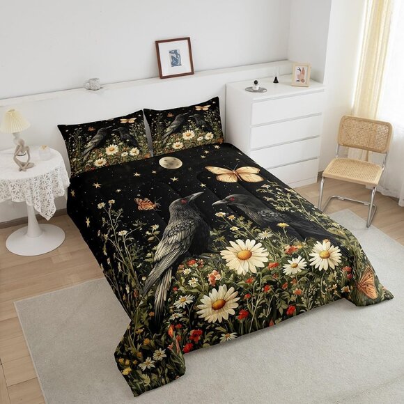 Crow Queen Size Bedding Set - Picture 2 of 7